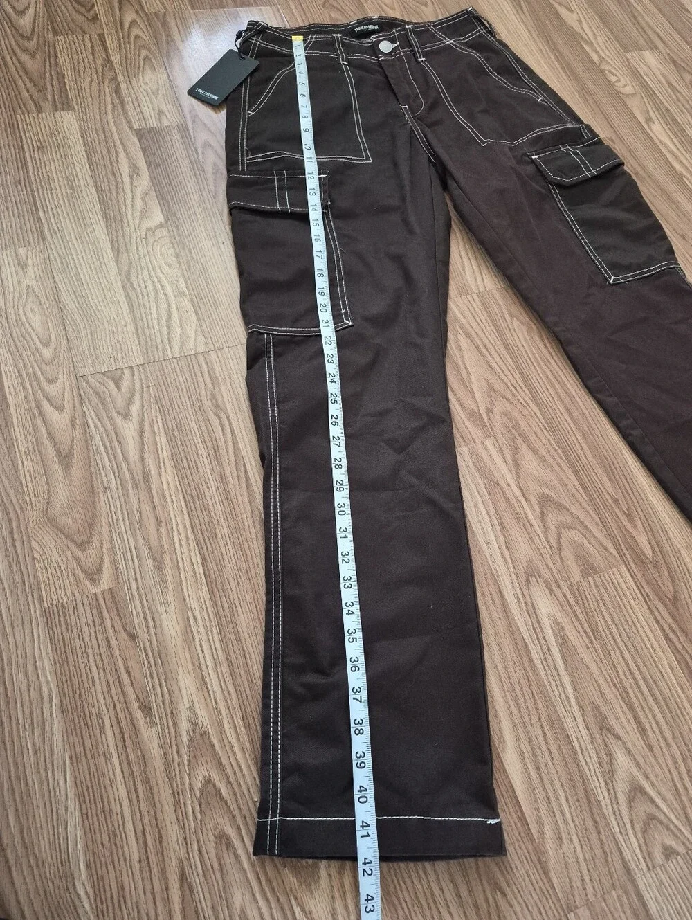 True Religion Men's Brown Baggy SN Cargo Pants with White Stitching  Brand new.